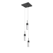 HOMEnhancements 70349 - Vivio Pixi 3-light Illuminated Glass Cube Pendant - Matte Black