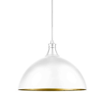 HOMEnhancements 70478 - (MP-70478-1-WH/CG(E26)) VIVIO 1-LIGHT 12" MIA WH METAL SHADE WH CORDED PENDANT