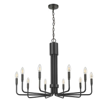 HOMEnhancements 70508 - Vivio Alph 10-Light Flat Bottom Chandelier - MB(E12)