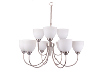 HOMEnhancements 15402 - Laredo 9-Light Chandelier - NK  White Glass