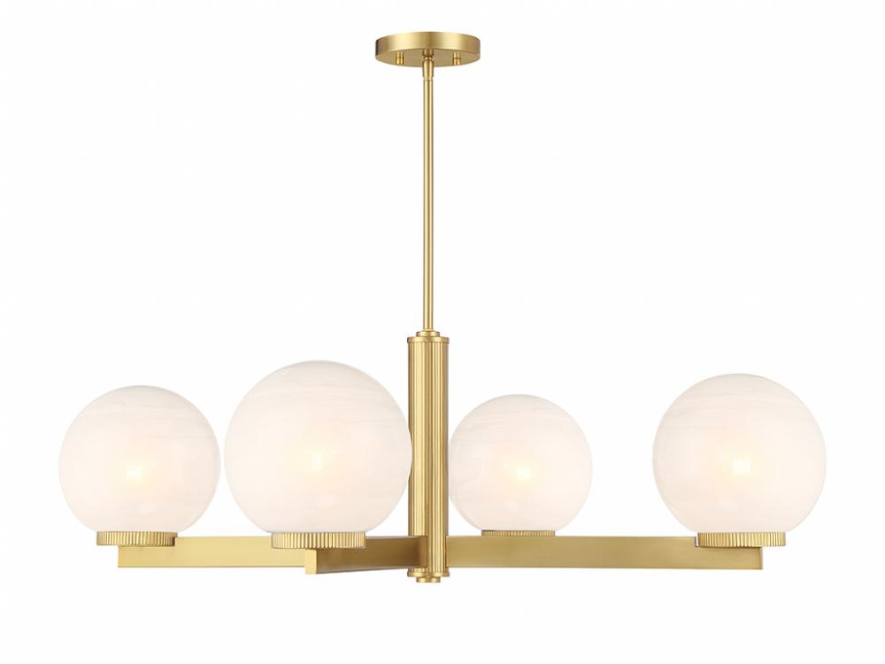 4 LIGHT CHANDELIER IN NATURAL BRASS