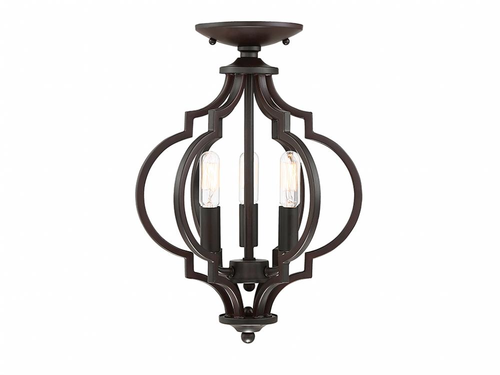 3-Light Convertible Semi-Flush or Pendant in Oil Rubbed Bronze