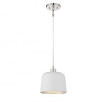 Savoy House Meridian M70118WHPN - 1-Light Pendant in White with Polished Nickel