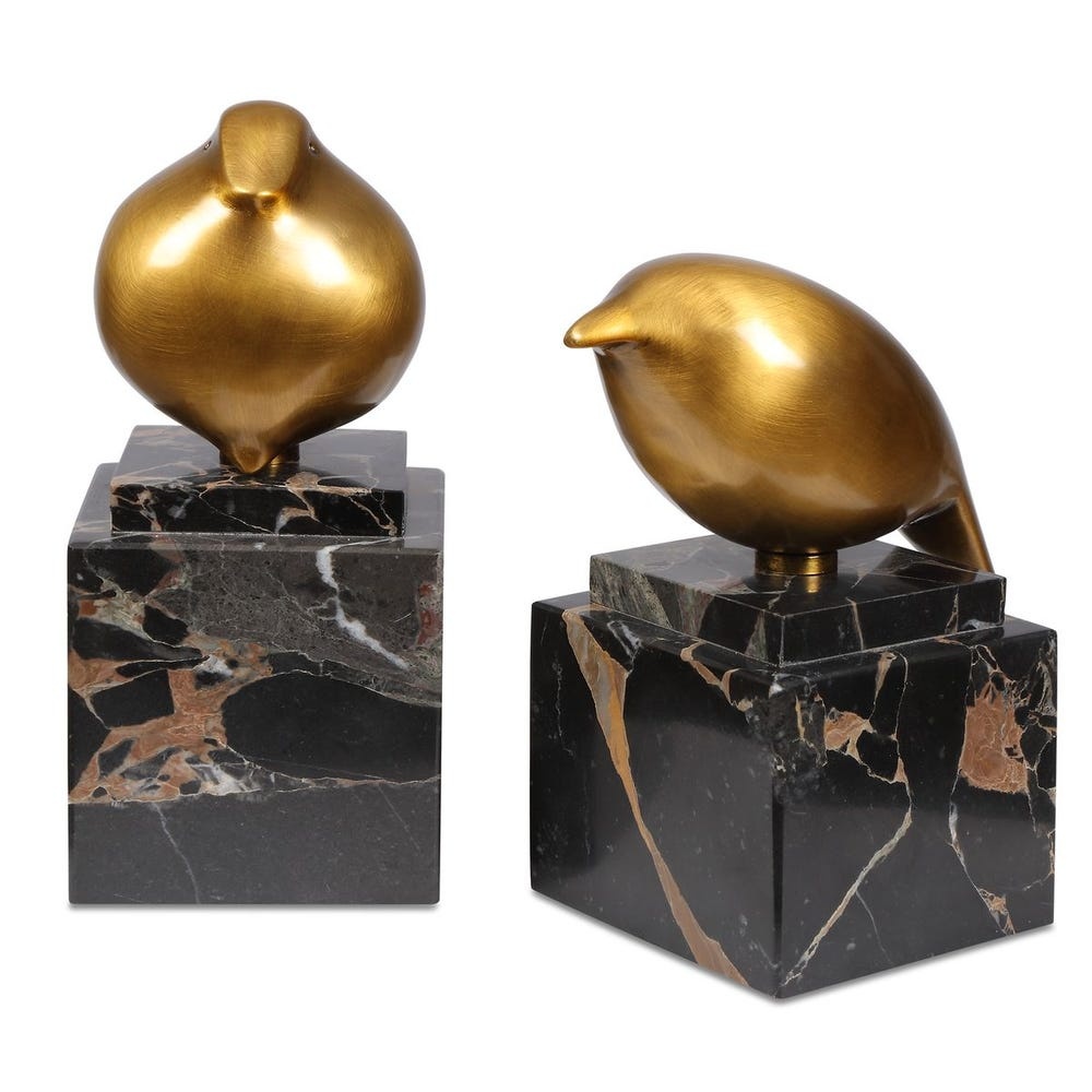 Uttermost Golden Finch Bird Figurines Set/2