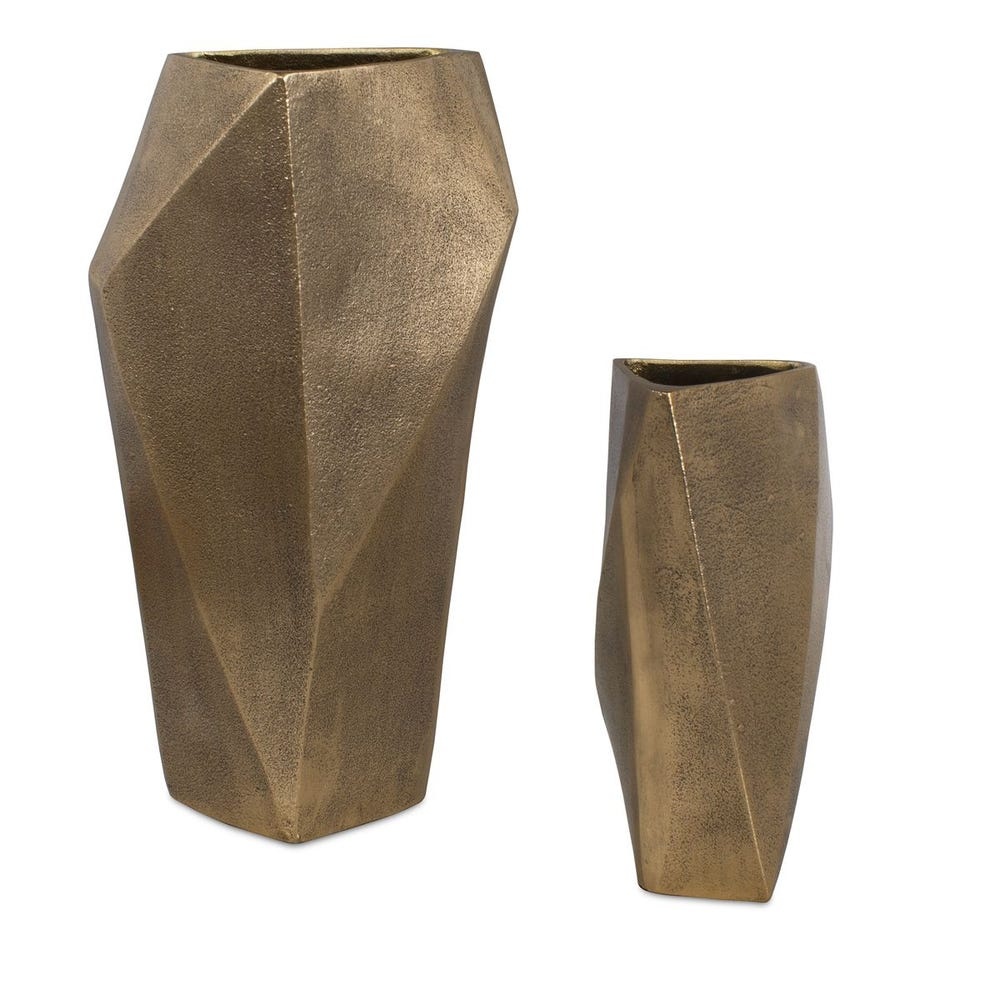 Uttermost GeoForm Indoor-Outdoor Brass Vases Set/2