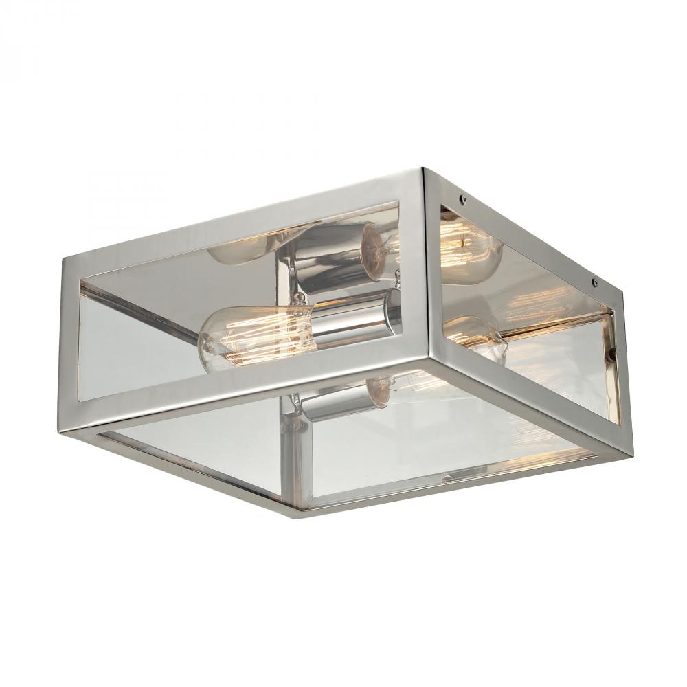 Parameters 2-Light Flush Mount in Polished Chrome with Clear Glass