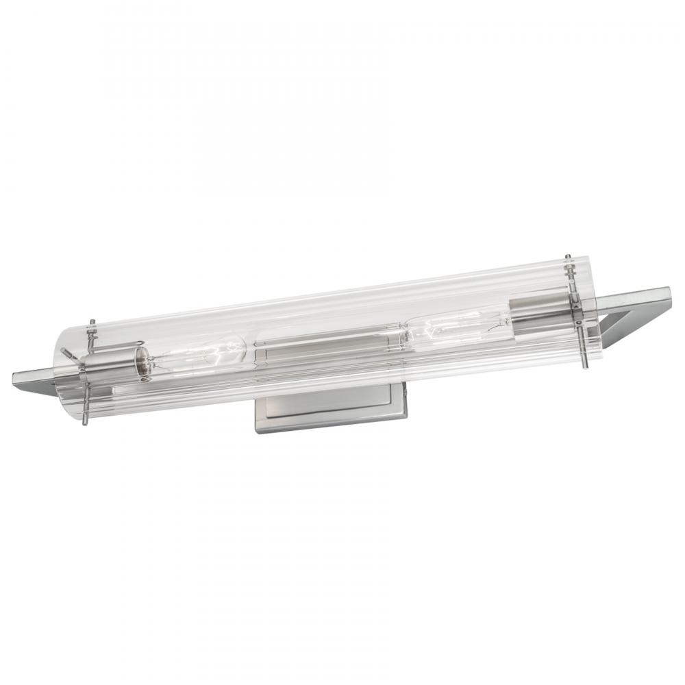 Faceted 24'' Wide 2-Light Vanity Light - Brushed Nickel