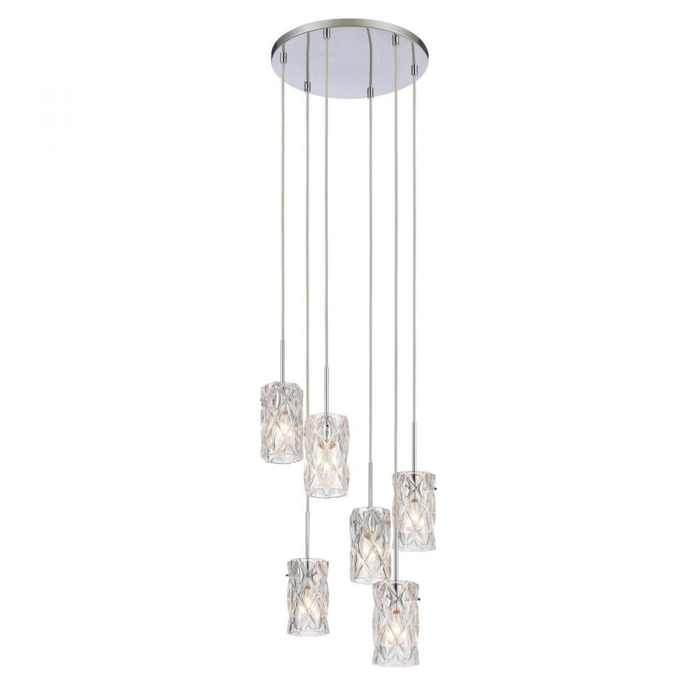 Forma de Crystal 17.5'' Wide 6-Light Pendant - Polished Chrome