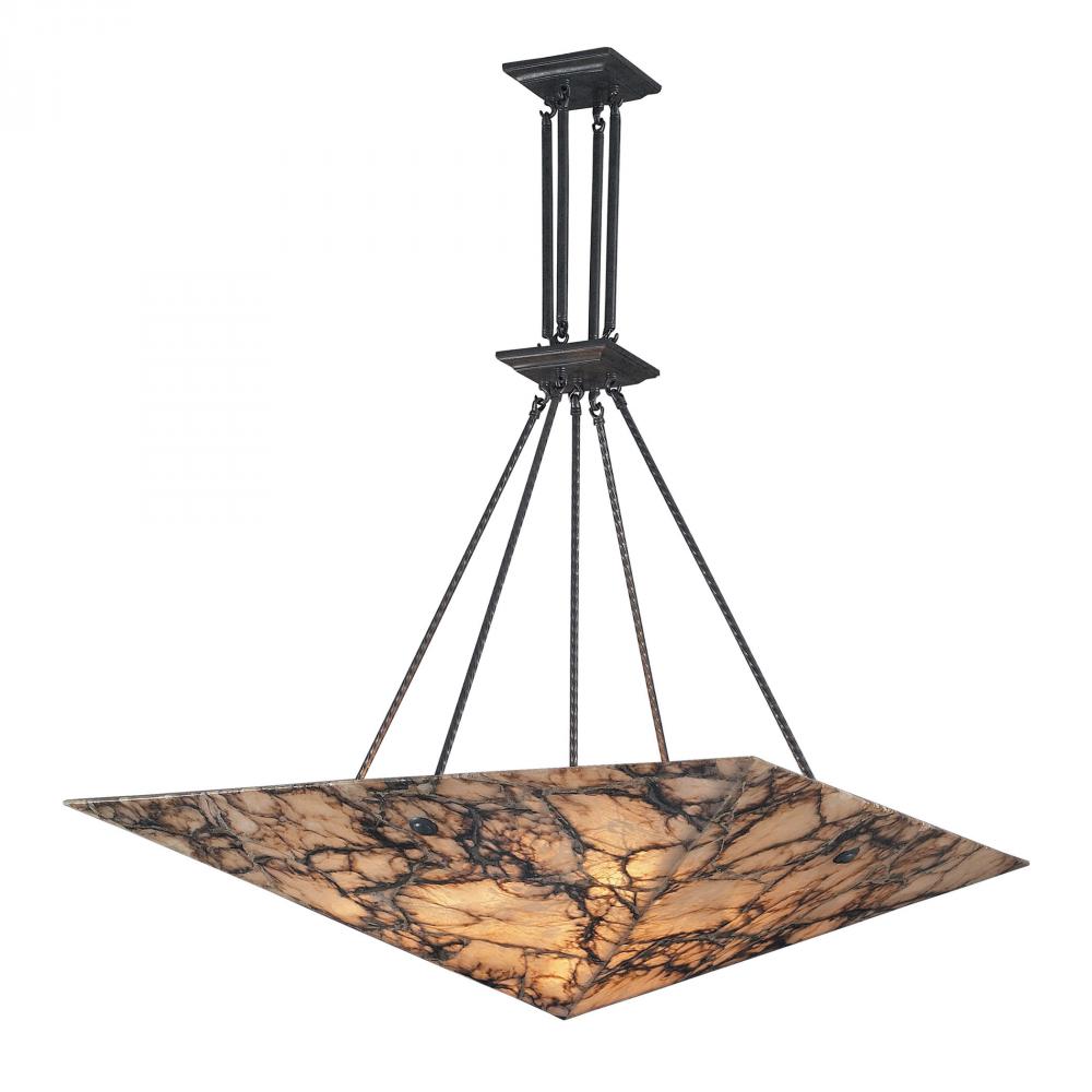 Imperial Granite 9-Light Pendant in Antique Brass with Stone Shade