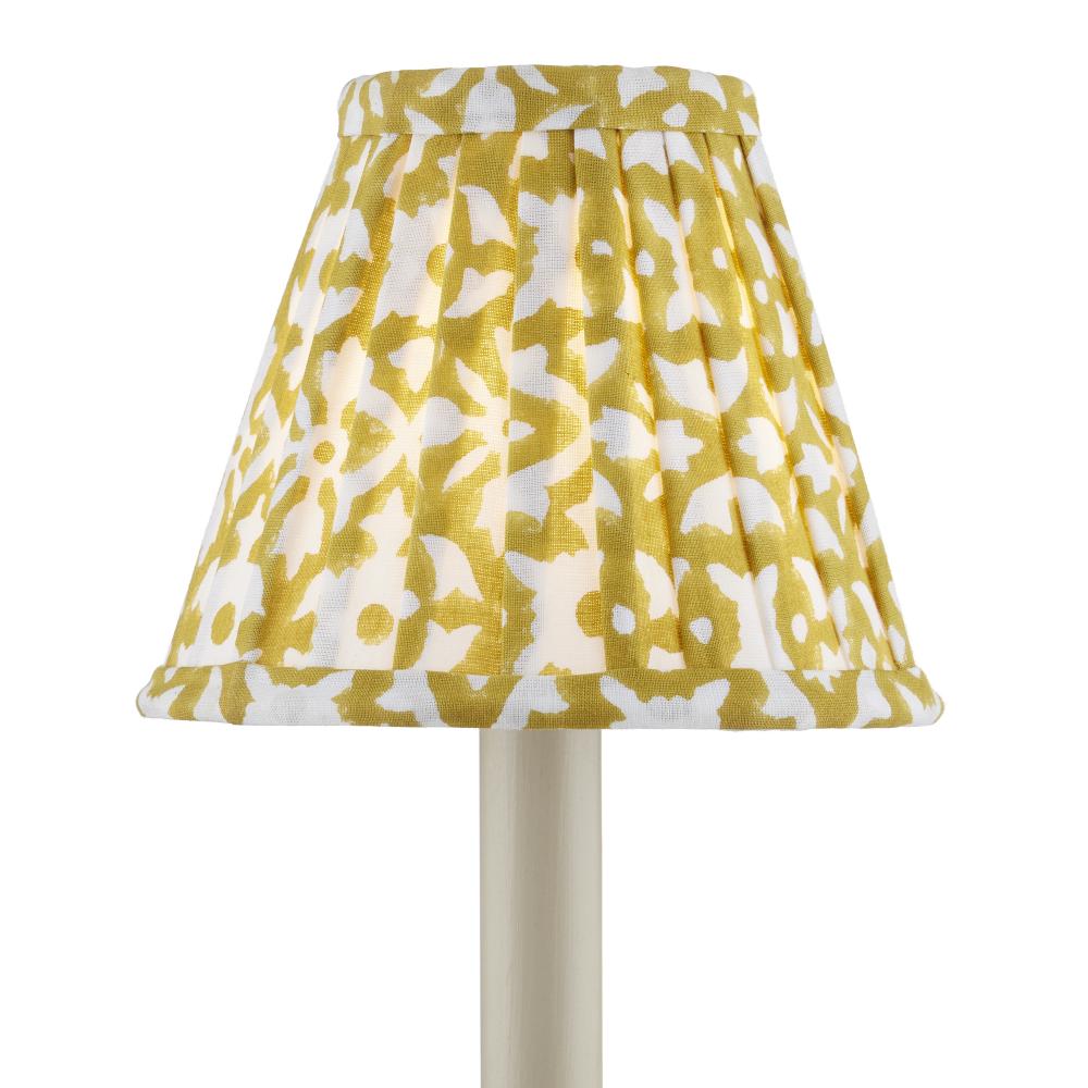 Block Print Gold Pleated Chandelier Shade