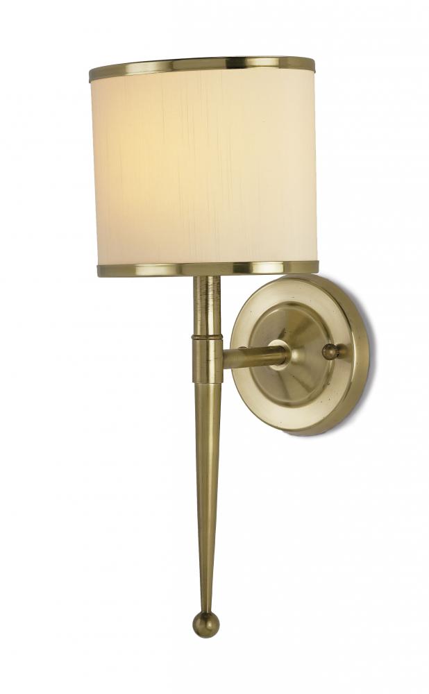 Primo Brass Wall Sconce, Cream Shade