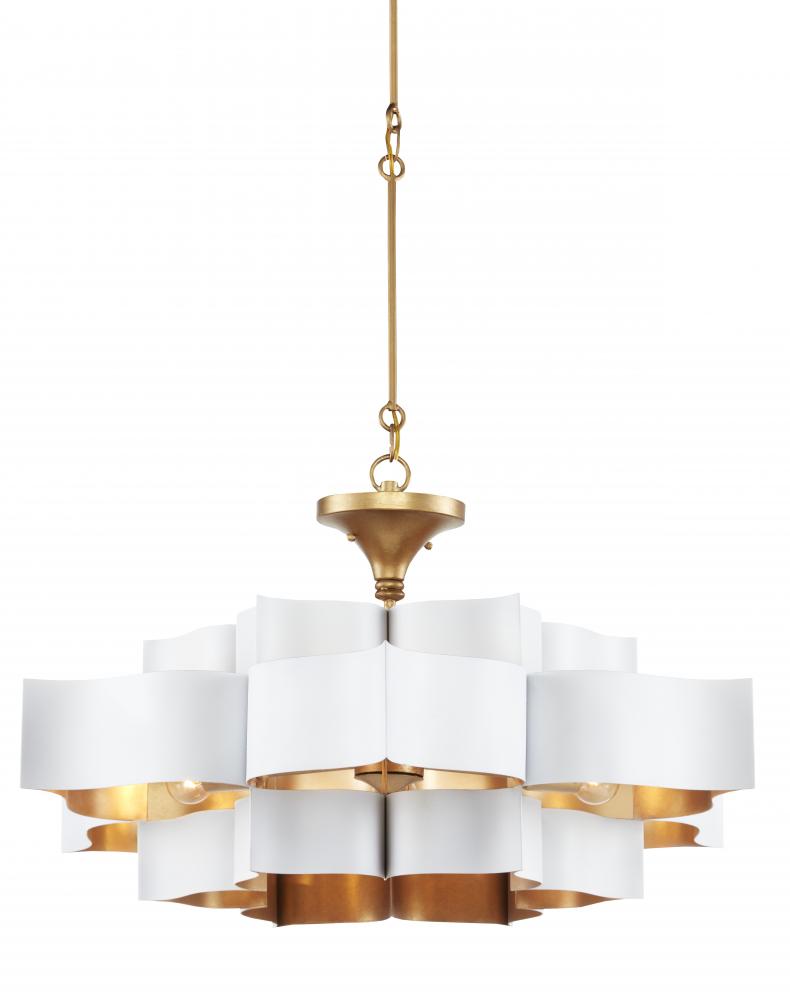Grand Lotus Large White Chandelier